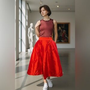 OASAP 💕👠Vibrant Red A-Line Skirt